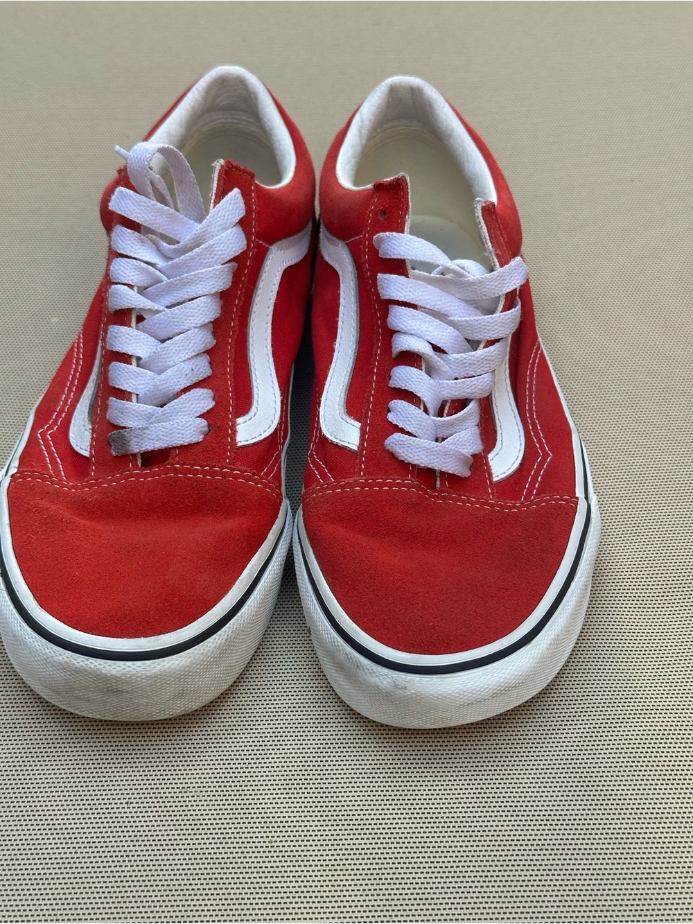 Men’s Red Low-Top Canvas Sneakers with White Stripe